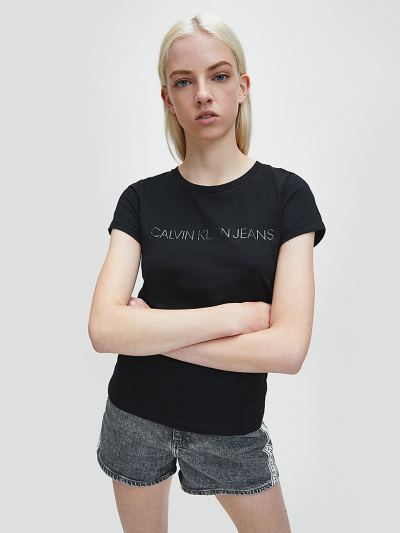 Calvin Klein Ruhák HU539268 | Calvin Klein Slim Organic Cotton Női Póló Fekete